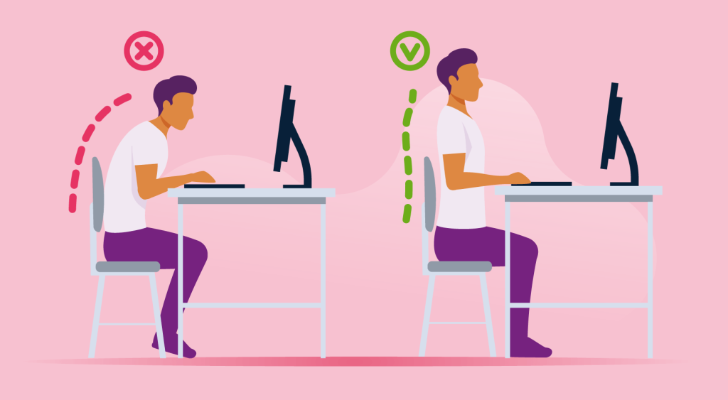 postura corporal no trabalho. saúde corporativa.